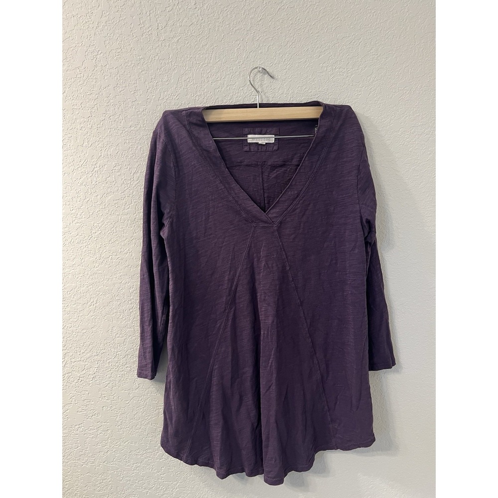Mod-O-Doc Women's Slub Jersey 3/4 Sleeve V-Neck Tunic, Purple M